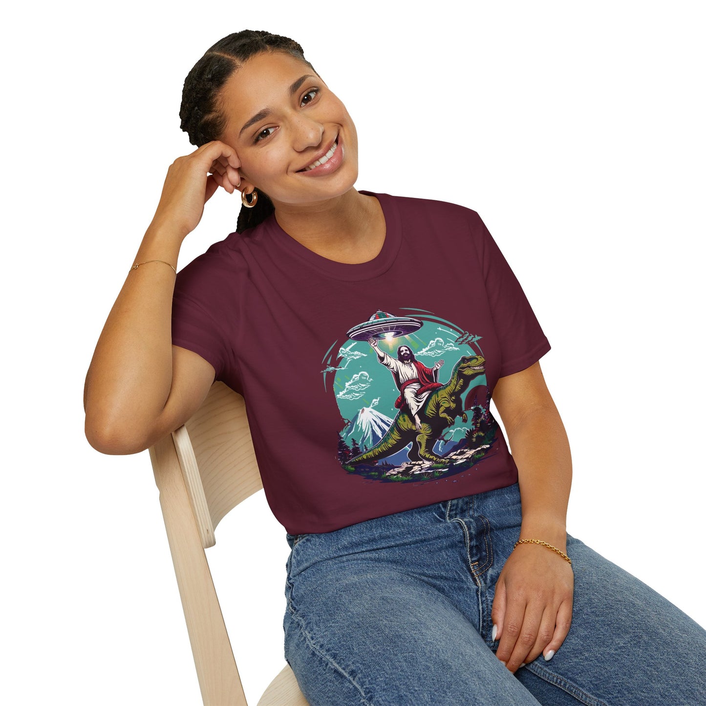 Jesus On A T-Rex T-Shirt