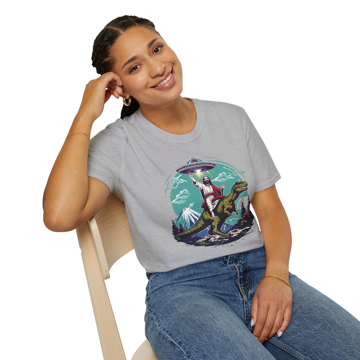 Jesus On A T-Rex T-Shirt