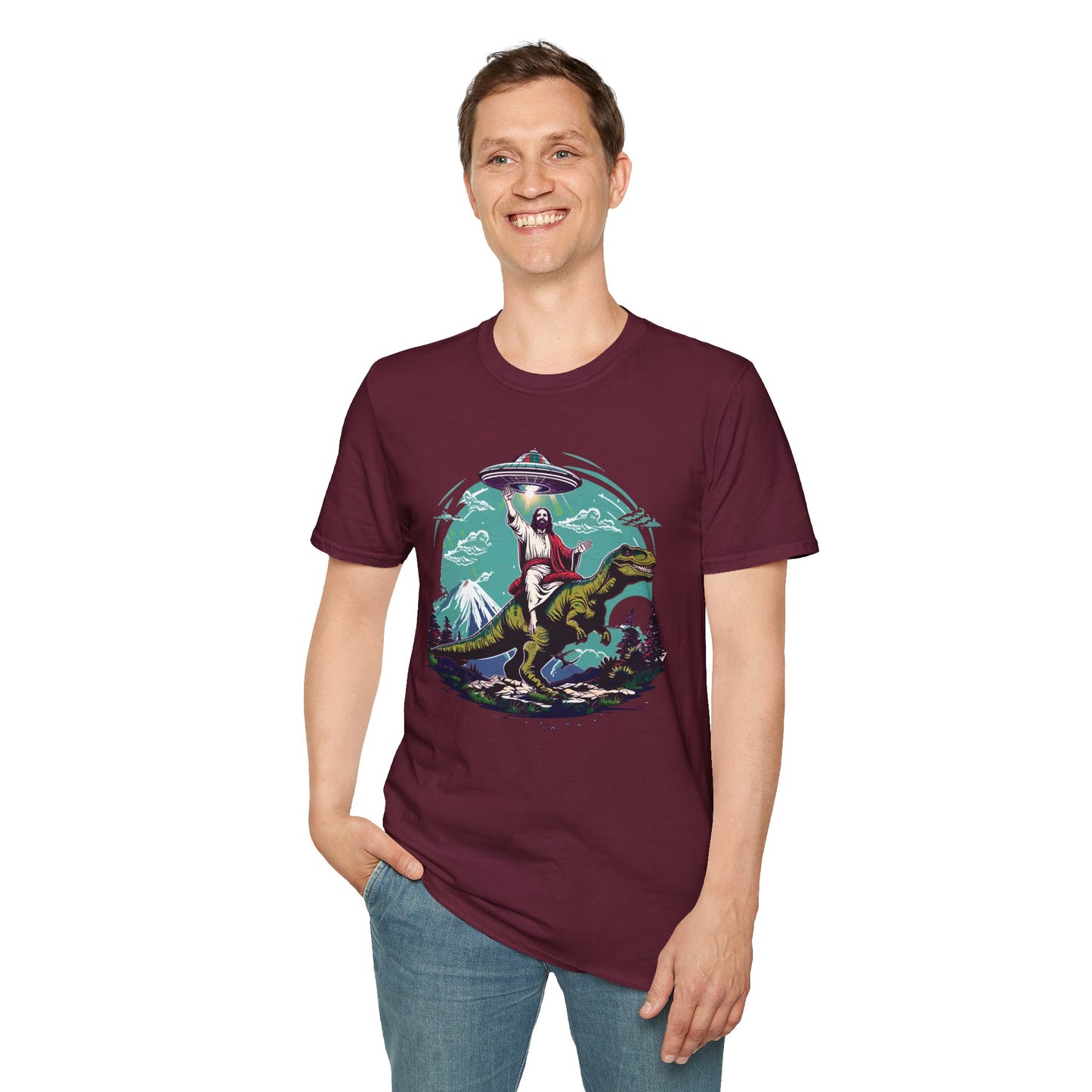 Jesus On A T-Rex T-Shirt