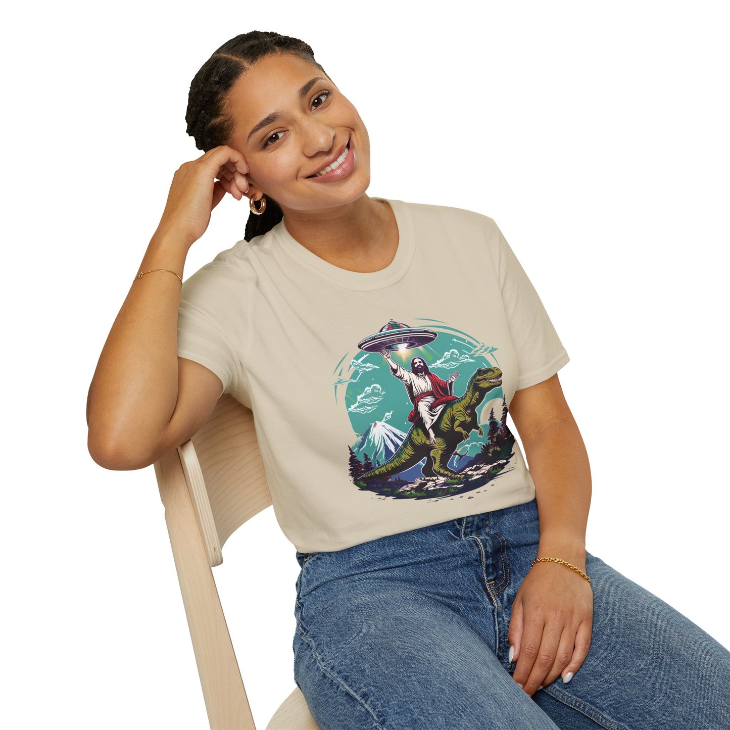 Jesus On A T-Rex T-Shirt