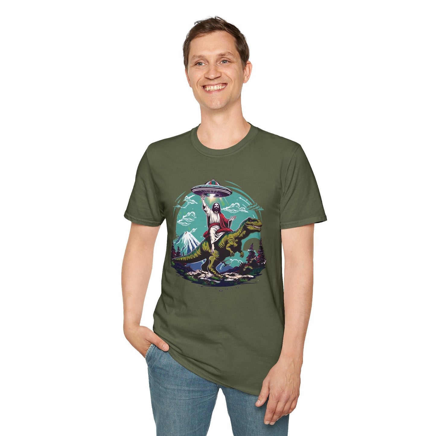 Jesus On A T-Rex T-Shirt