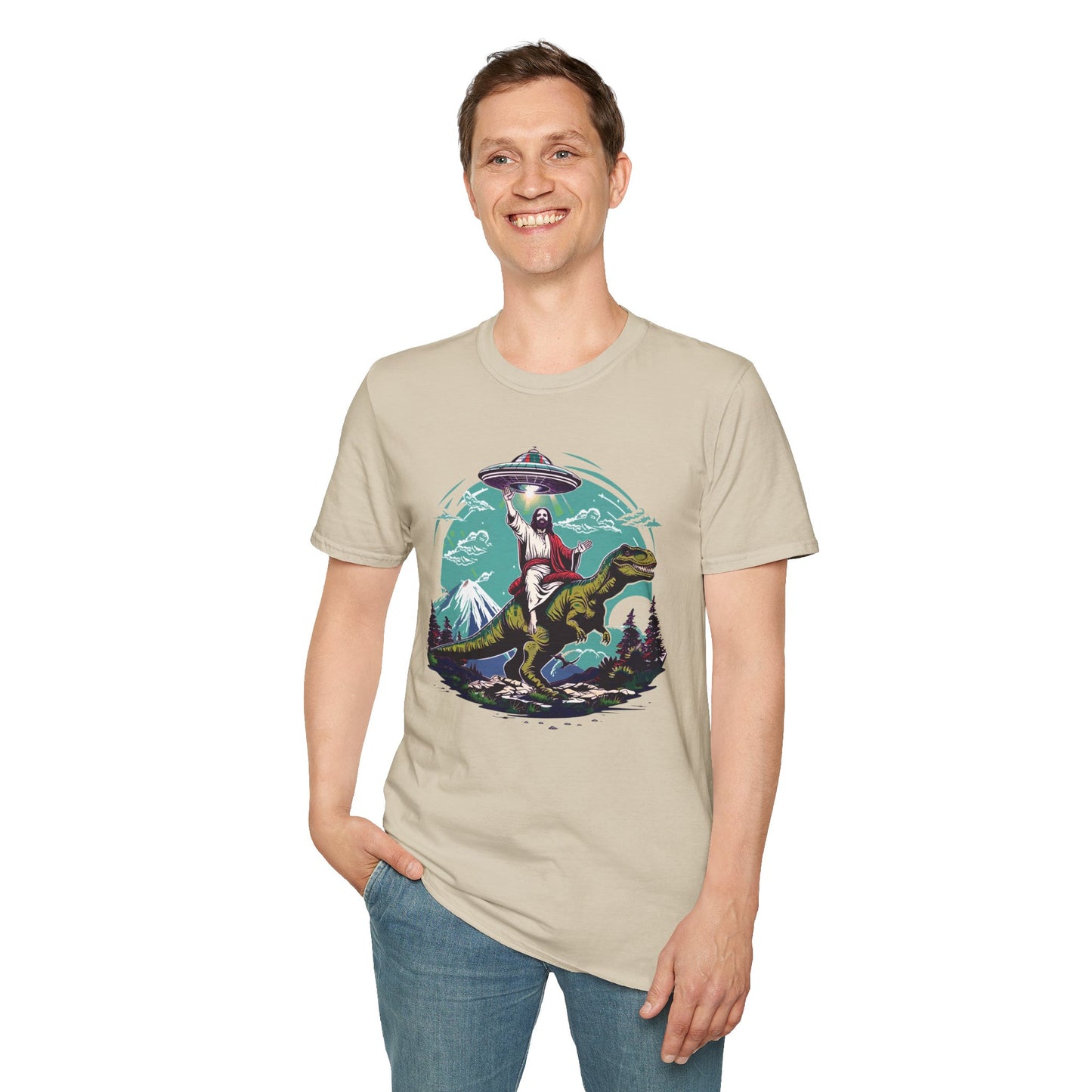 Jesus On A T-Rex T-Shirt
