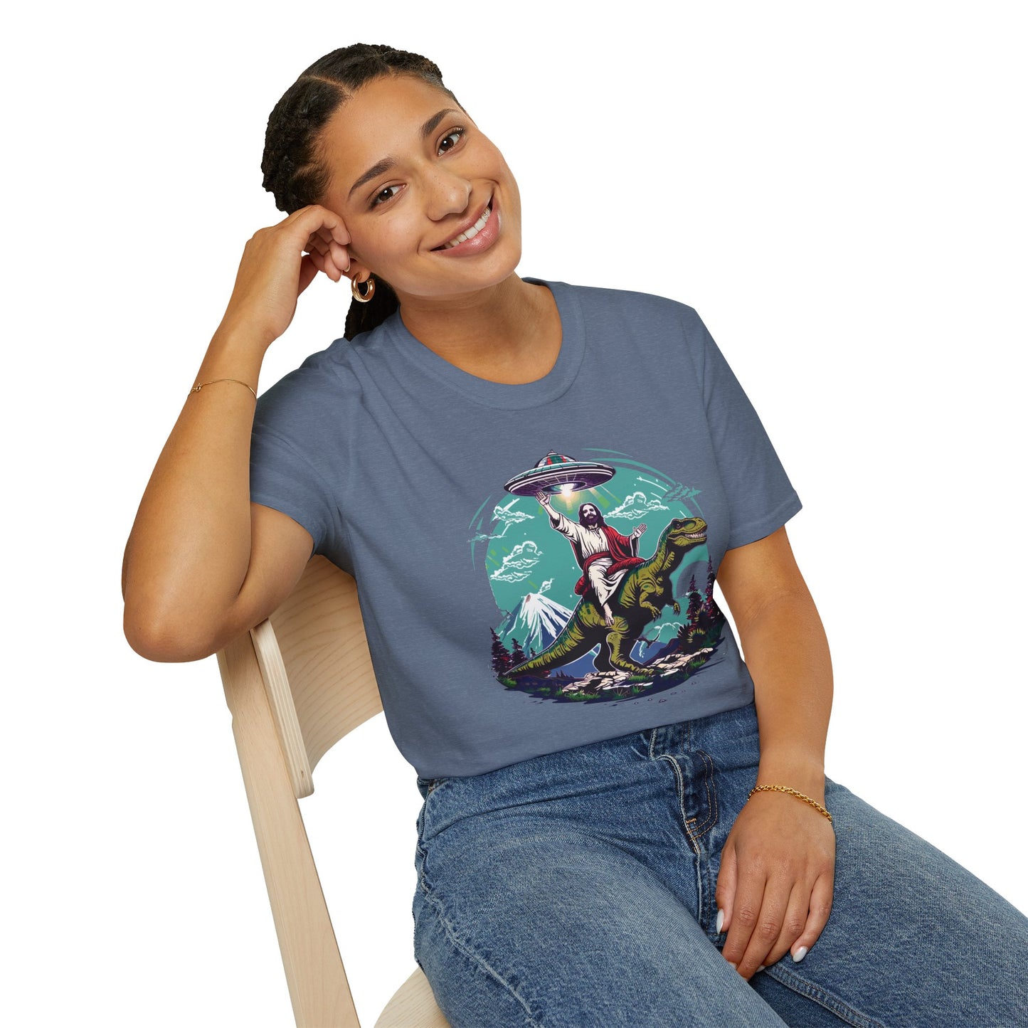 Jesus On A T-Rex T-Shirt
