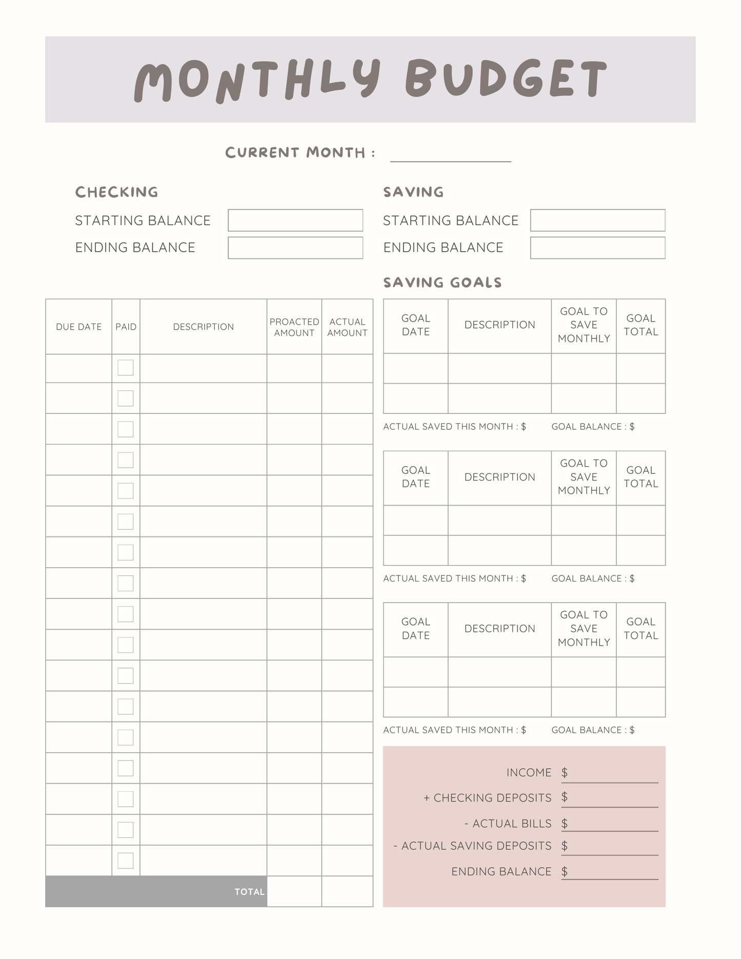 Monthly Budget