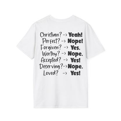 Christian? Yeah! Unisex T-Shirt Back Graphic