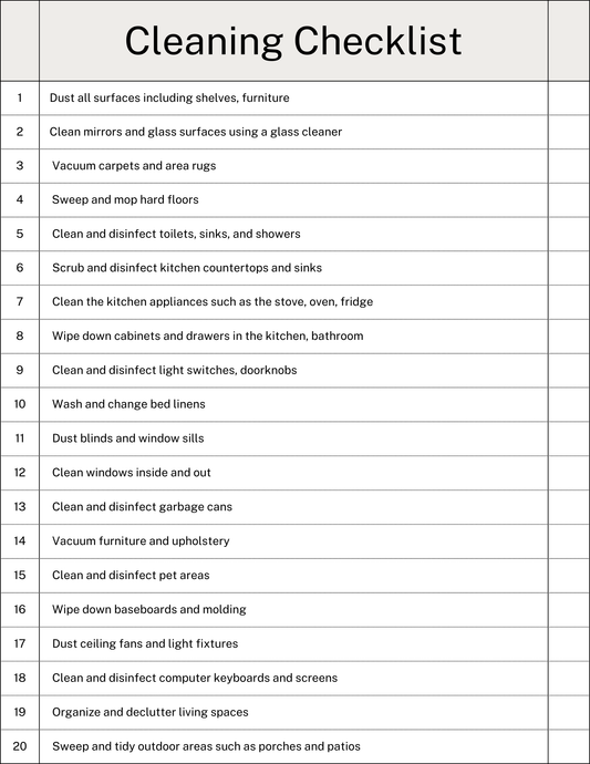 Cleaning Checklist